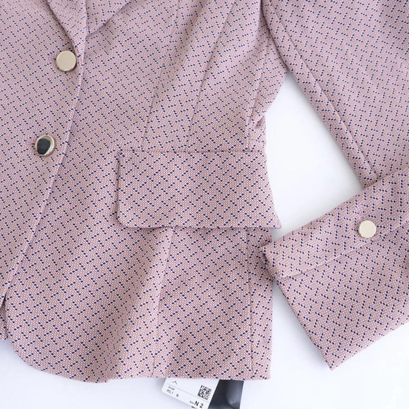 Marc Cain Dusty Pink w Navy Double Button Blazer Size 2 - Picture 6 of 12